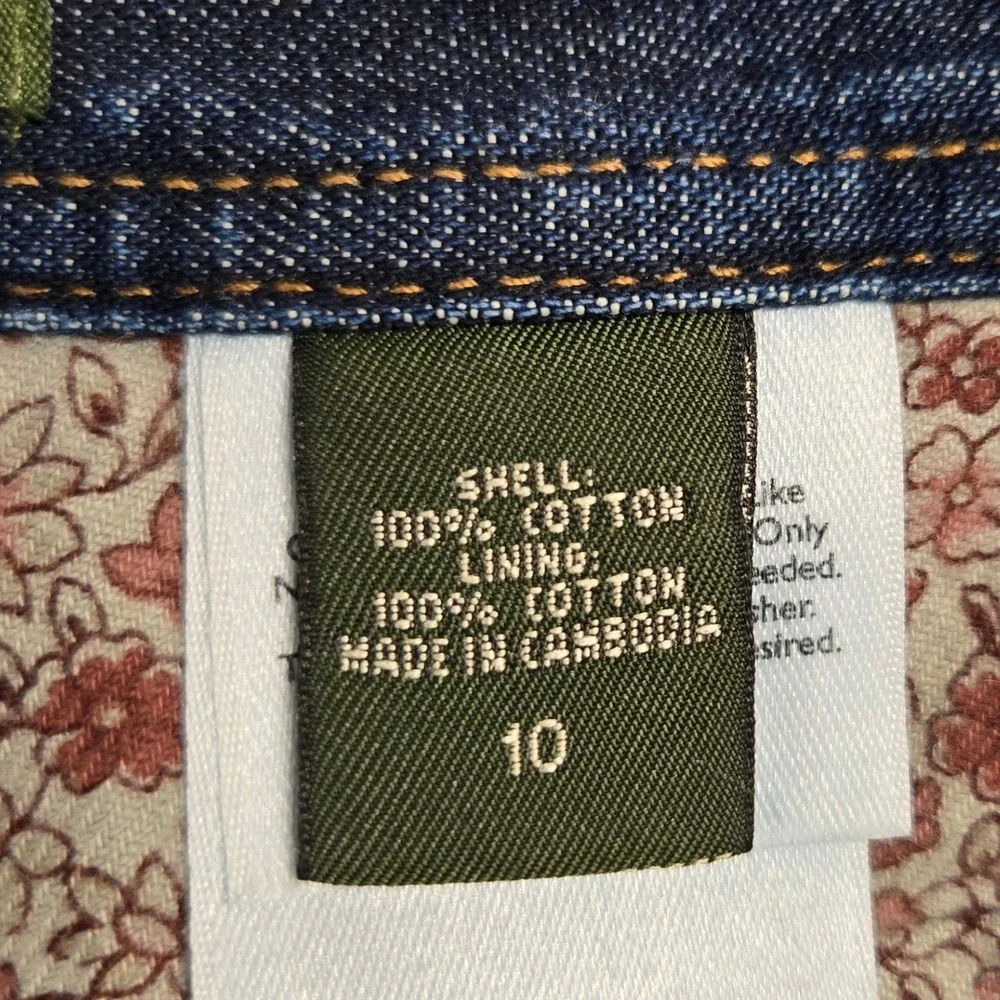 Eddie Bauer Denim Maxi Skirt 10 Dark Wash Straight Floral Lined Cotton Pockets‎
